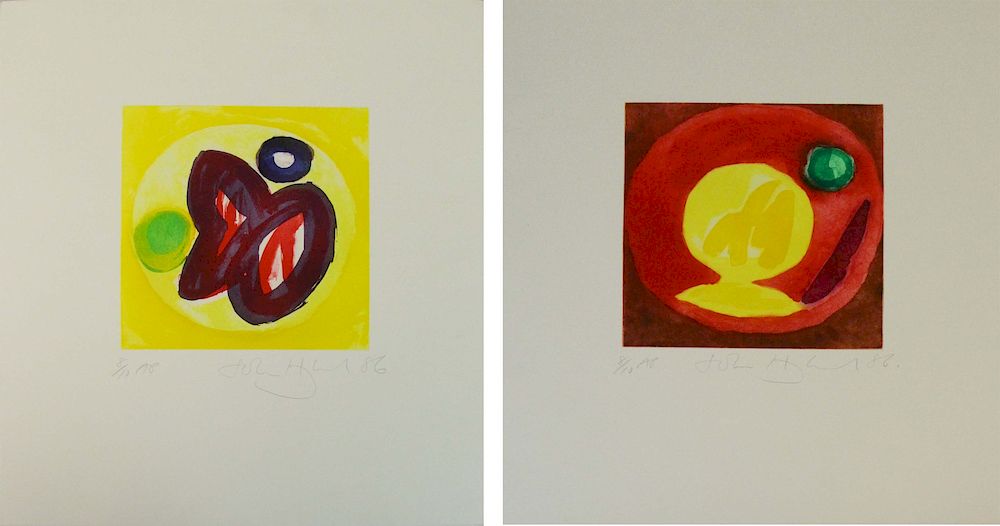 Appraisal: JOHN HOYLAND ENGLISH - Lot of Two Serigraphs Abstract Compositions