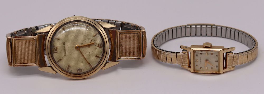 Appraisal: JEWELRY Men's and Ladies' kt Gold Watches Includes a men's