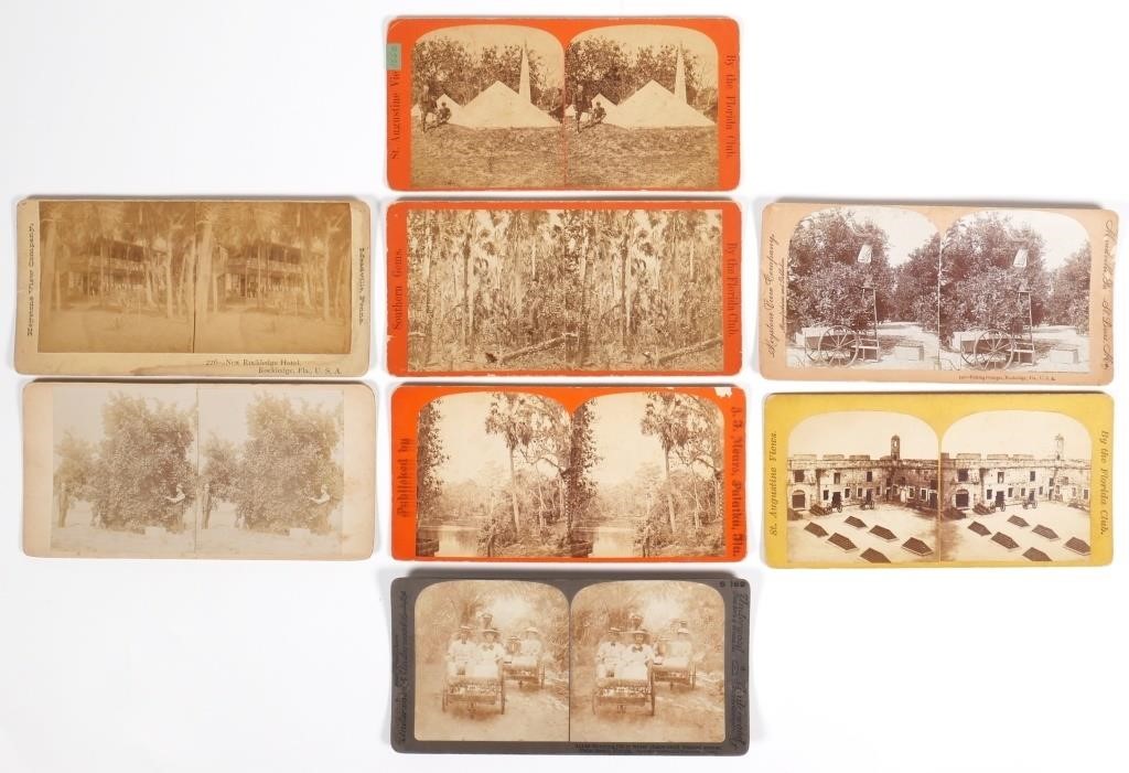 Appraisal: Eight real photo stereoviews of Florida s- s Rockledge St