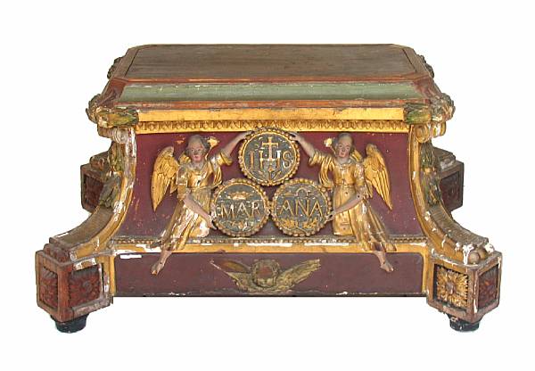 Appraisal: An Italian Neoclassical paint decorated and parcel gilt pedestal base