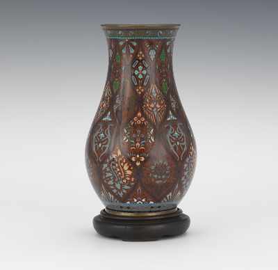 Appraisal: Japanese Cloisonne Vase A brown ground Japanese cloisonne vase with