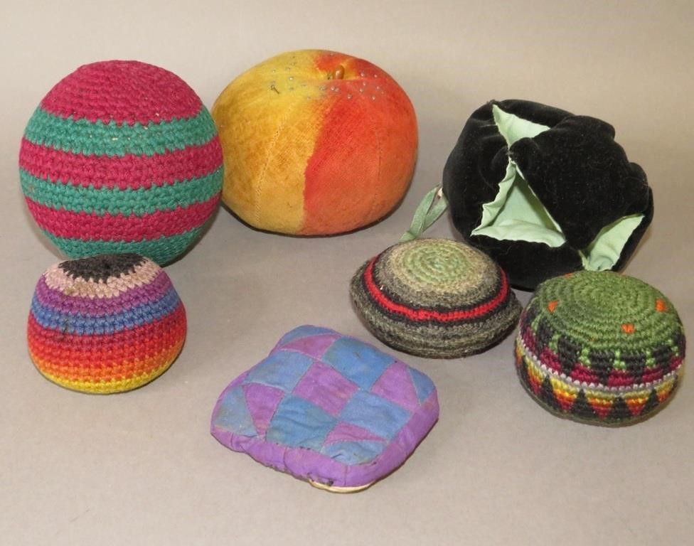 Appraisal: VARIOUS PIN CUSHION CARPET BALL TOYSca most th century earliest