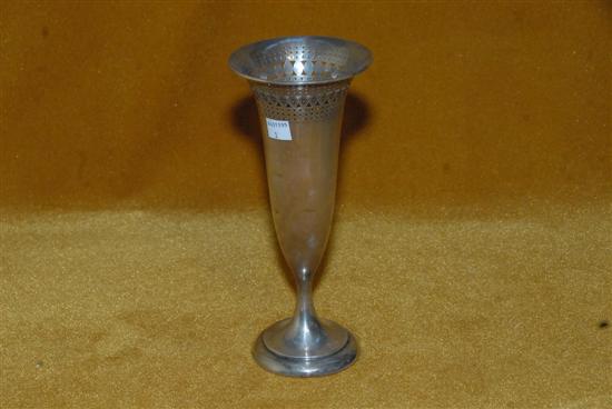 Appraisal: STERLING SILVER CONICAL FLOWER VASE Ajure flaring rim on a