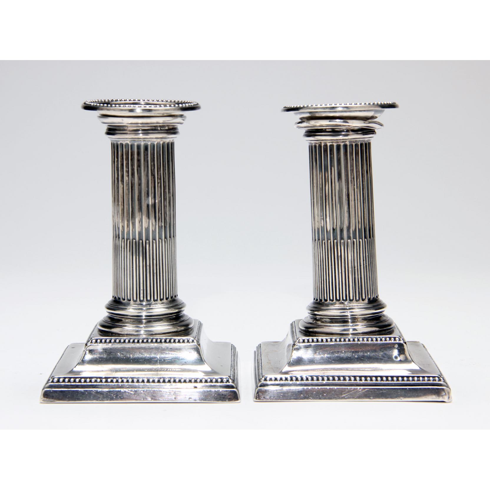 Appraisal: Pair of Victorian Silver Candlesticks in the form of Doric