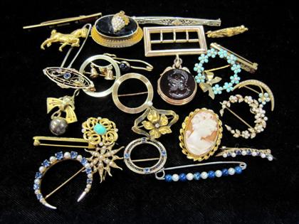 Appraisal: Group of assorted karat and gold filled pins and broochesOf