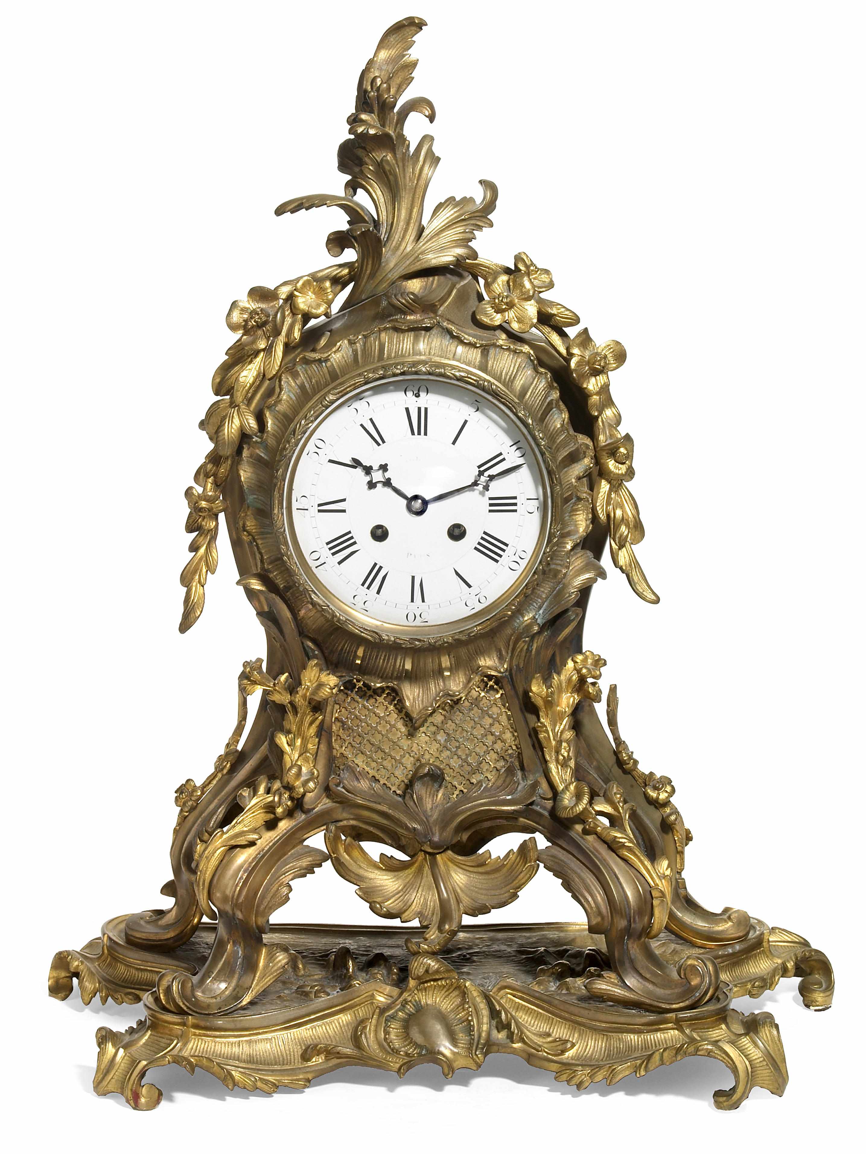 Appraisal: A Louis XV style gilt bronze mantel clock second half