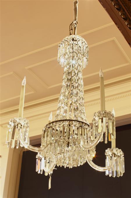 Appraisal: CUT CRYSTAL CHANDELIER TH CENTURY the domed corona hung with