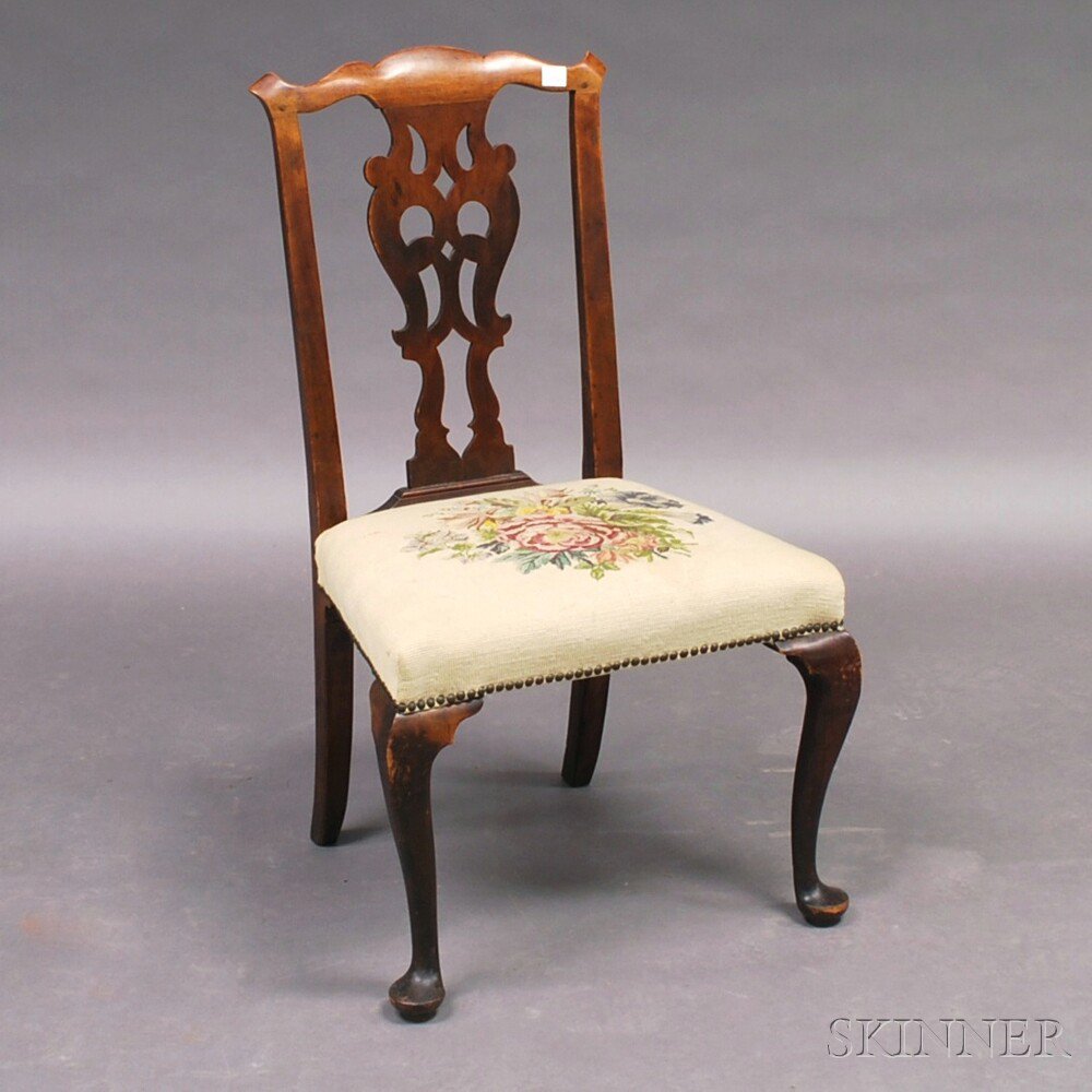 Appraisal: Transitional Chippendale Mahogany Side Chair mid- to late th century