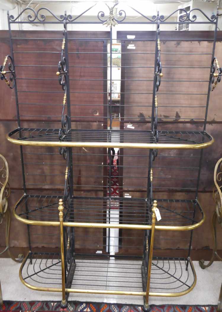 Appraisal: FRENCH STYLE IRON AND BRASS BAKER'S RACK Murray's Iron Works