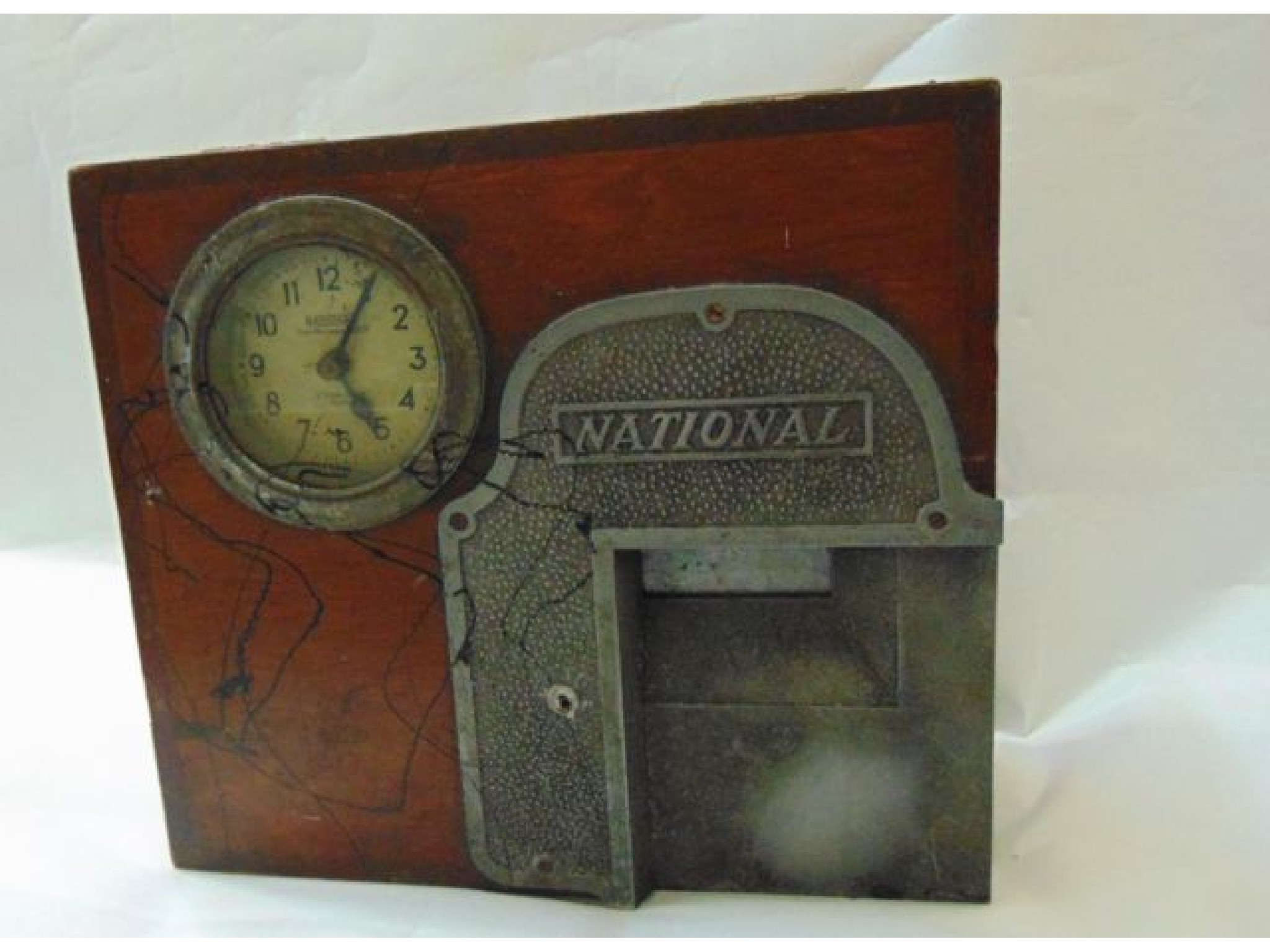 Appraisal: A National counter top-time recorder in mahogany case with aluminium