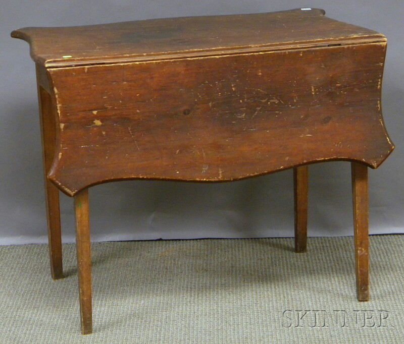 Appraisal: Country Victorian Brown-painted Serpentine-top Single Drop-leaf Table with tapering legs