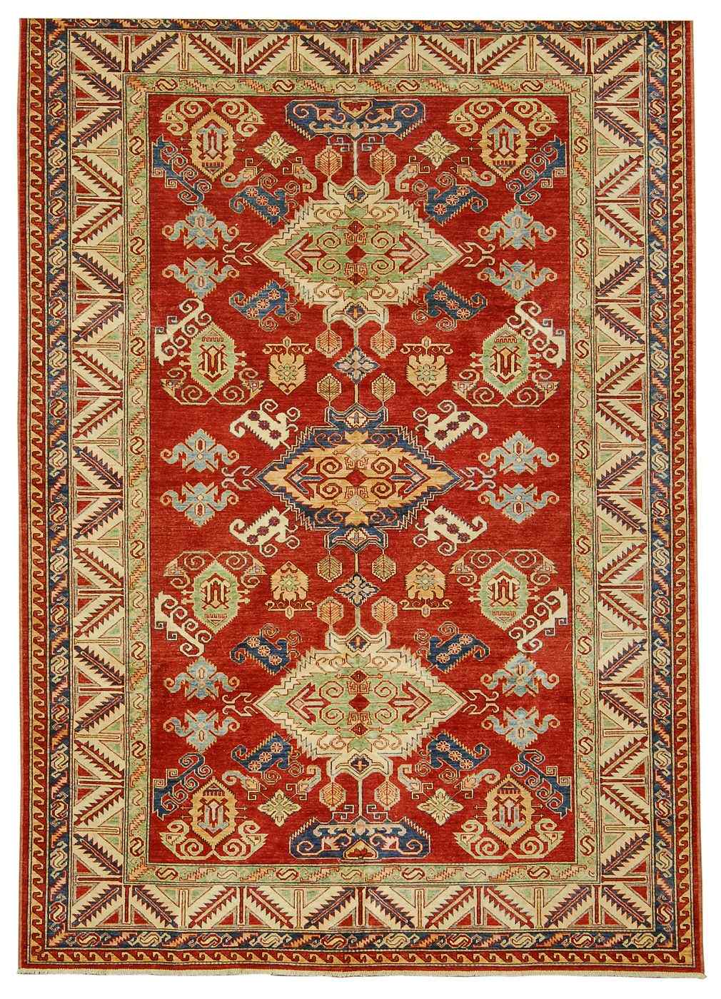 Appraisal: ORIENTAL RUG KAZAK DESIGN ' x ' '' Bold geometric