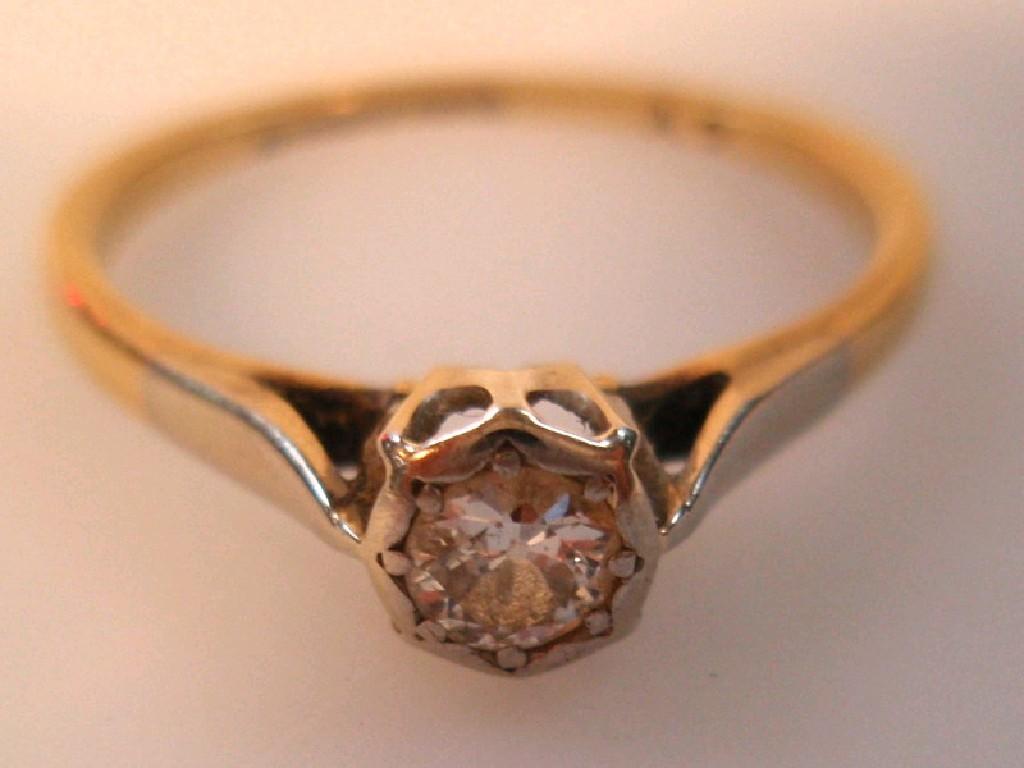 Appraisal: An ct gold and platinum diamond solitaire ring