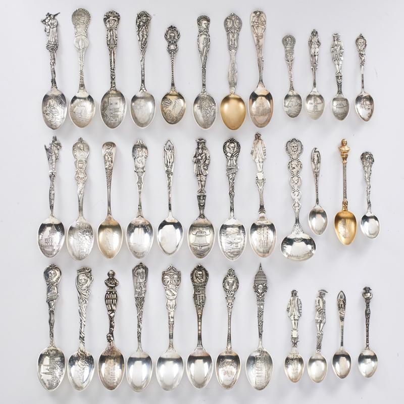 Appraisal: STERLING SILVER SOUVENIR SPOONS Condition Report DISCLAIMER Rago Unreserved is