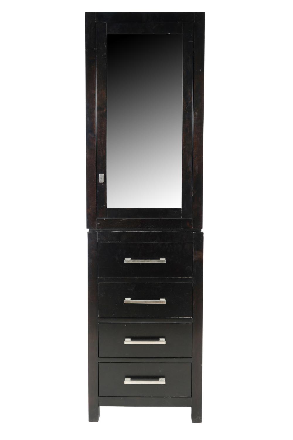 Appraisal: RESTORATION HARDWARE EBONIZED WOOD TWO-PART CABINETthe upper section with a