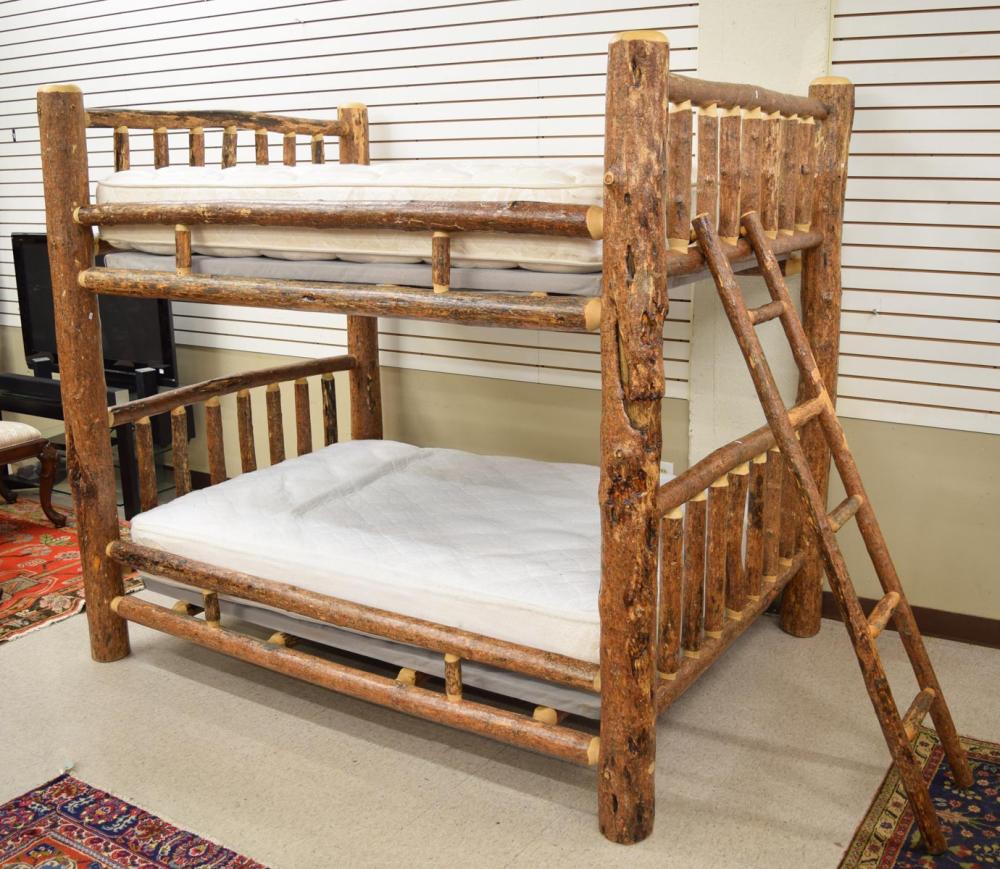 Appraisal: CUSTOM LOG BUNK BED full double size H x W