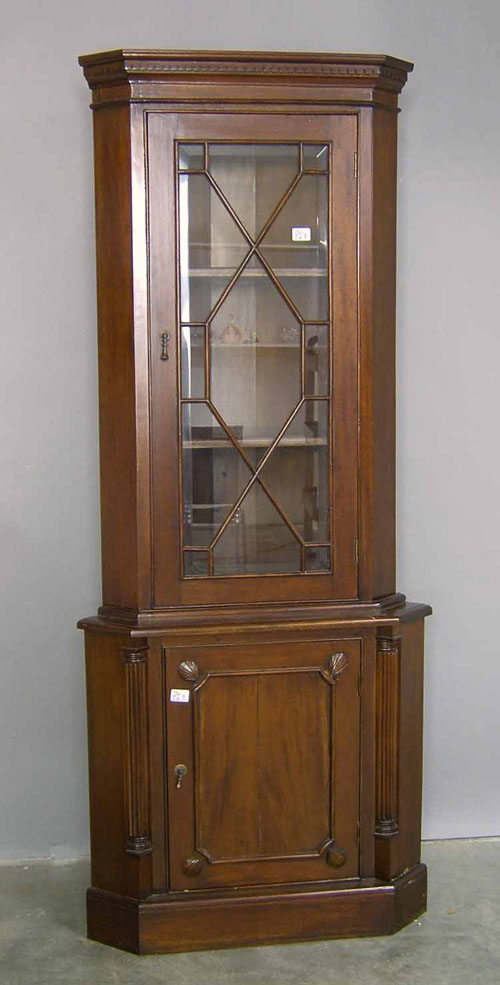 Appraisal: Mahogany -part corner cupboard h w