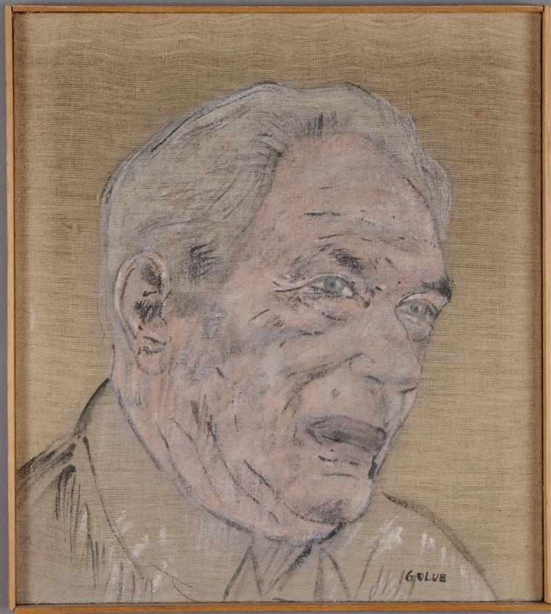 Appraisal: LEON GOLUB - PORTRAIT OF A MAN Acrylic on unprimed