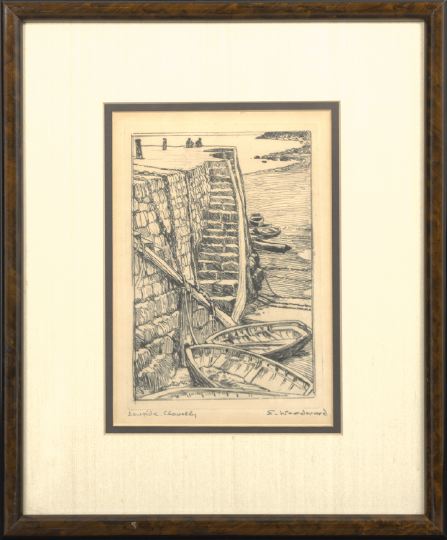 Appraisal: Ellsworth Woodward American New Orleans - Lowtide Clovelly etching pencil