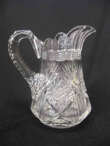 Appraisal: Cut Glass Pitcher brilliant period starburst diamond fan step-cut trim