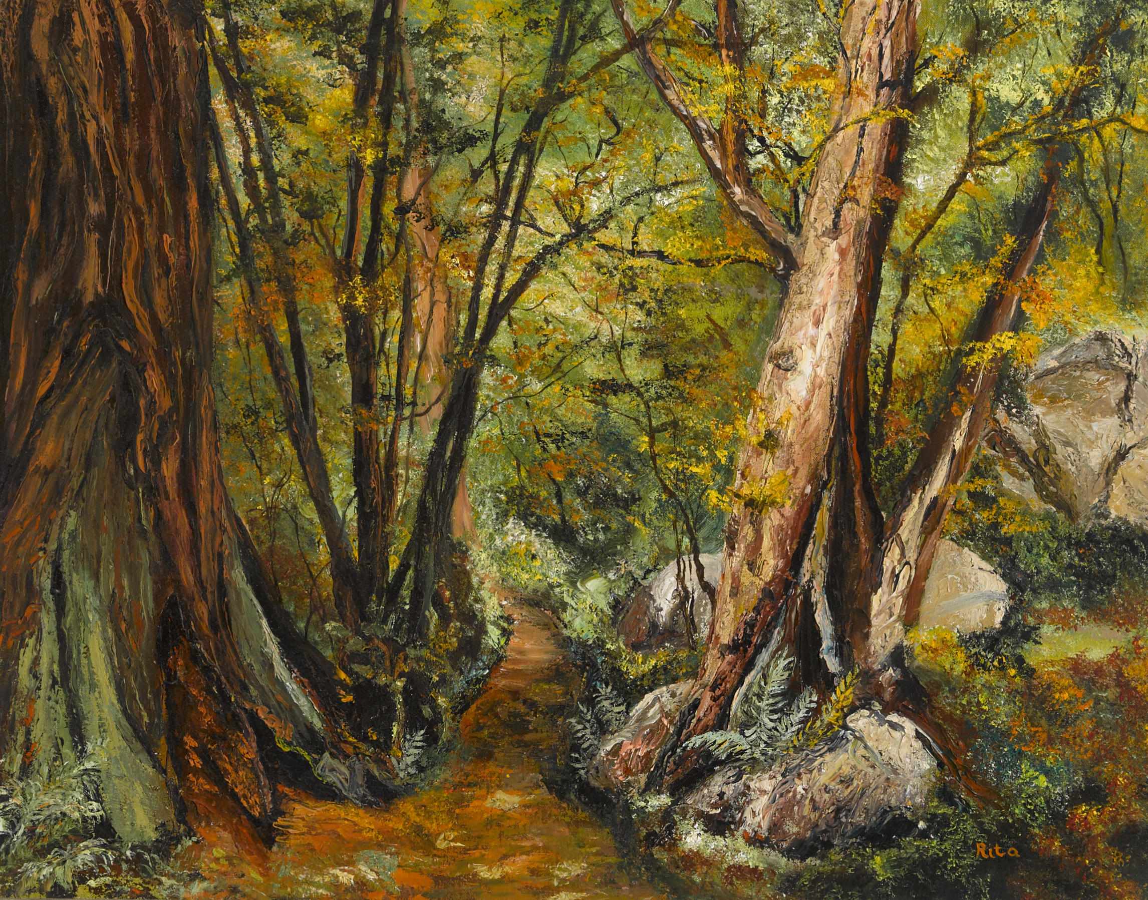 Appraisal: Rita Hoffman Shulak American th Century Redwood wilderness signed 'Rita'