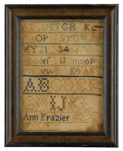 Appraisal: Needlework sampler ann frazier