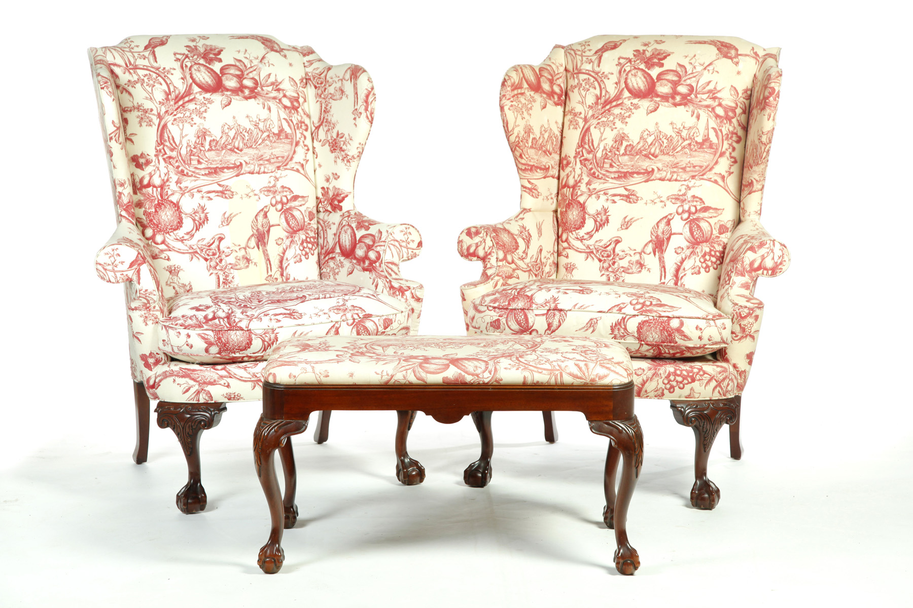 Appraisal: THREE PIECES OF HICKORY FURNITURE TWO WINGBACK CHAIRS AND A