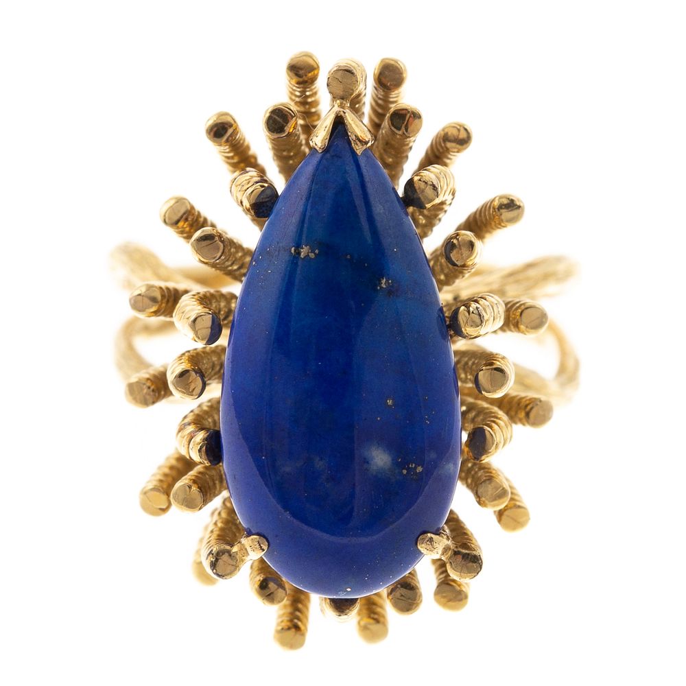 Appraisal: A K Yellow Gold Pear Shape Lapis Lazuli Ring K