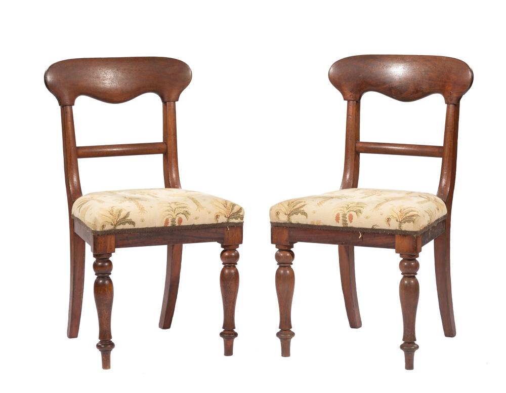 Appraisal: Pair of William IV Mahogany Side Chairs th c shaped