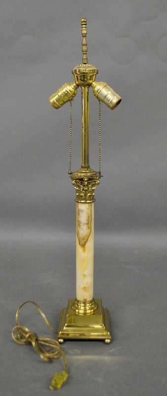 Appraisal: - Brass and onyx column form table lamp h -