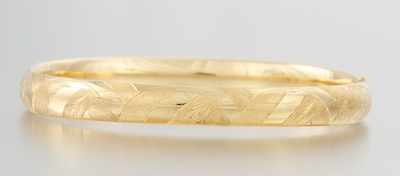 Appraisal: A Ladies' Yellow Gold Bangle Bracelet k yellow gold bangle