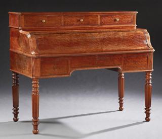 Appraisal: Unusual French Louis Philippe Cantilevered Carved Walnut Secretary Desk th