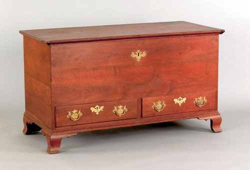 Appraisal: Pennsylvania Chippendale walnut blanket chest late th c with two