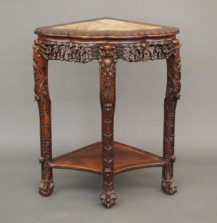 Appraisal: Chinese rosewood corner table A late th century Chinese Export