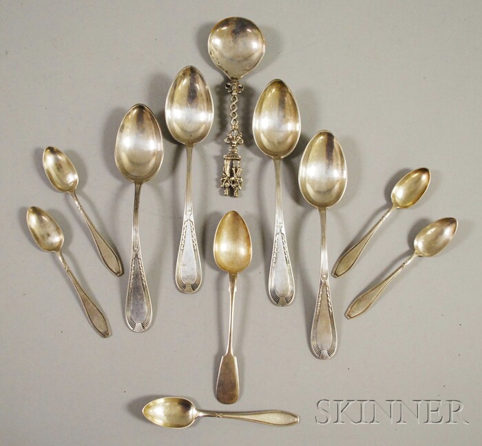 Appraisal: Group of Eleven European Silver Spoons comprising nine Latvian a