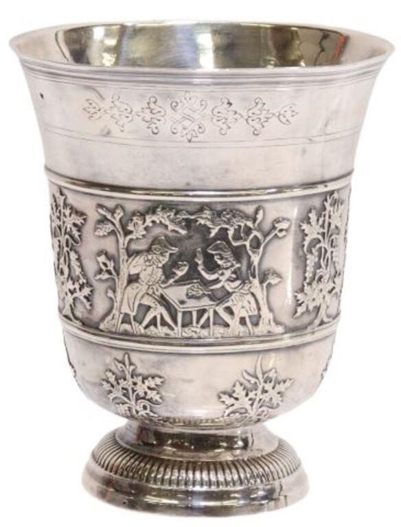 Appraisal: German silver beaker hallmarked crown over C partial crowned leopard