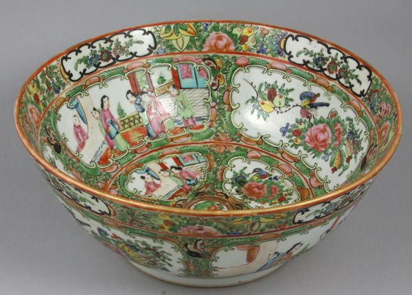 Appraisal: Antique Chinese Rose Medallion punch bowl x Good condition EST