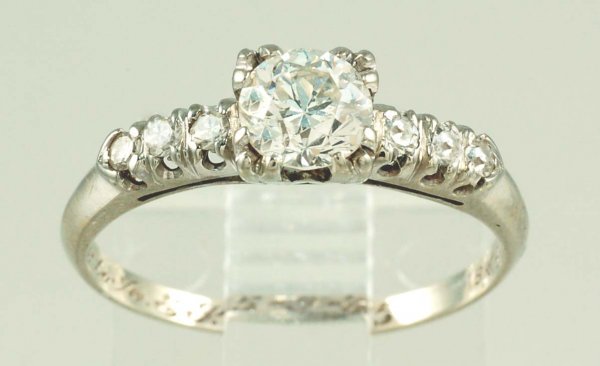 Appraisal: Diamond engagement ring in marked K white gold Center early