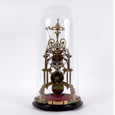 Appraisal: A th Century brass skeleton clock in a Gothic style