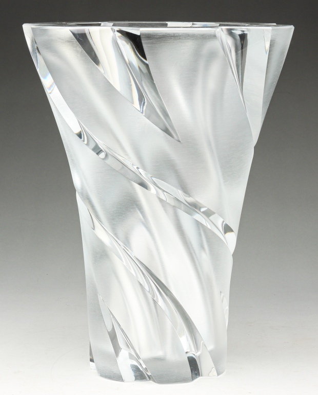 Appraisal: LALIQUE ART GLASS VASE France late th century Modern swirled