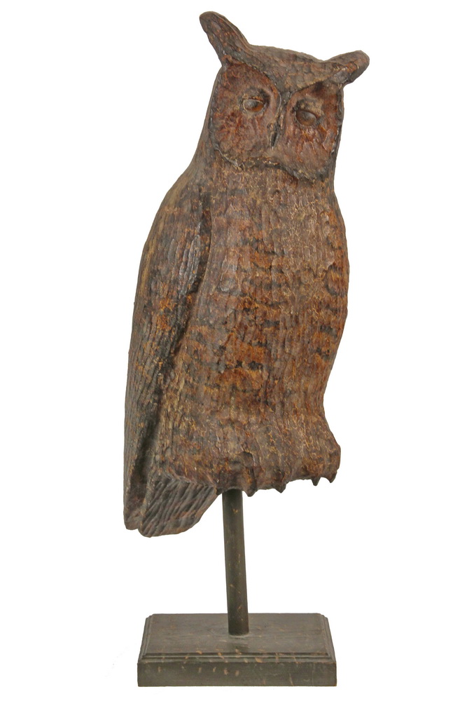 Appraisal: FRANK FINNEY VA - - Great Horned Owl carved and