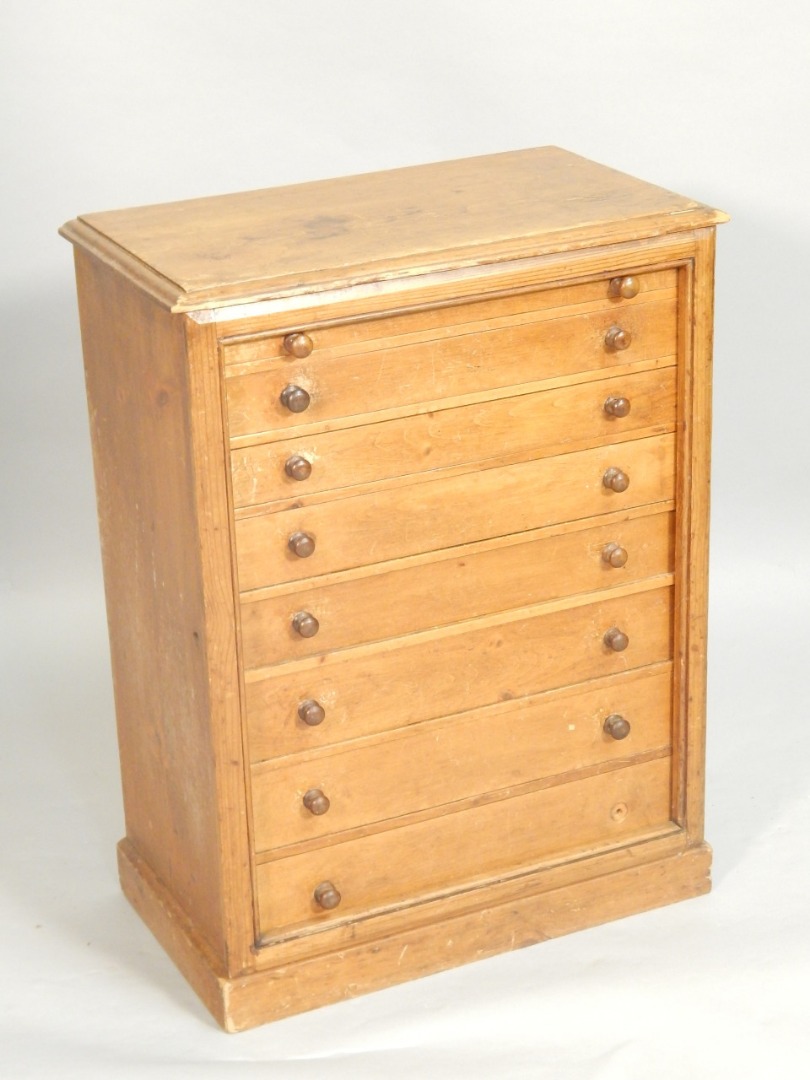 Appraisal: A Victorian stained pine collector's chest with a door lacking