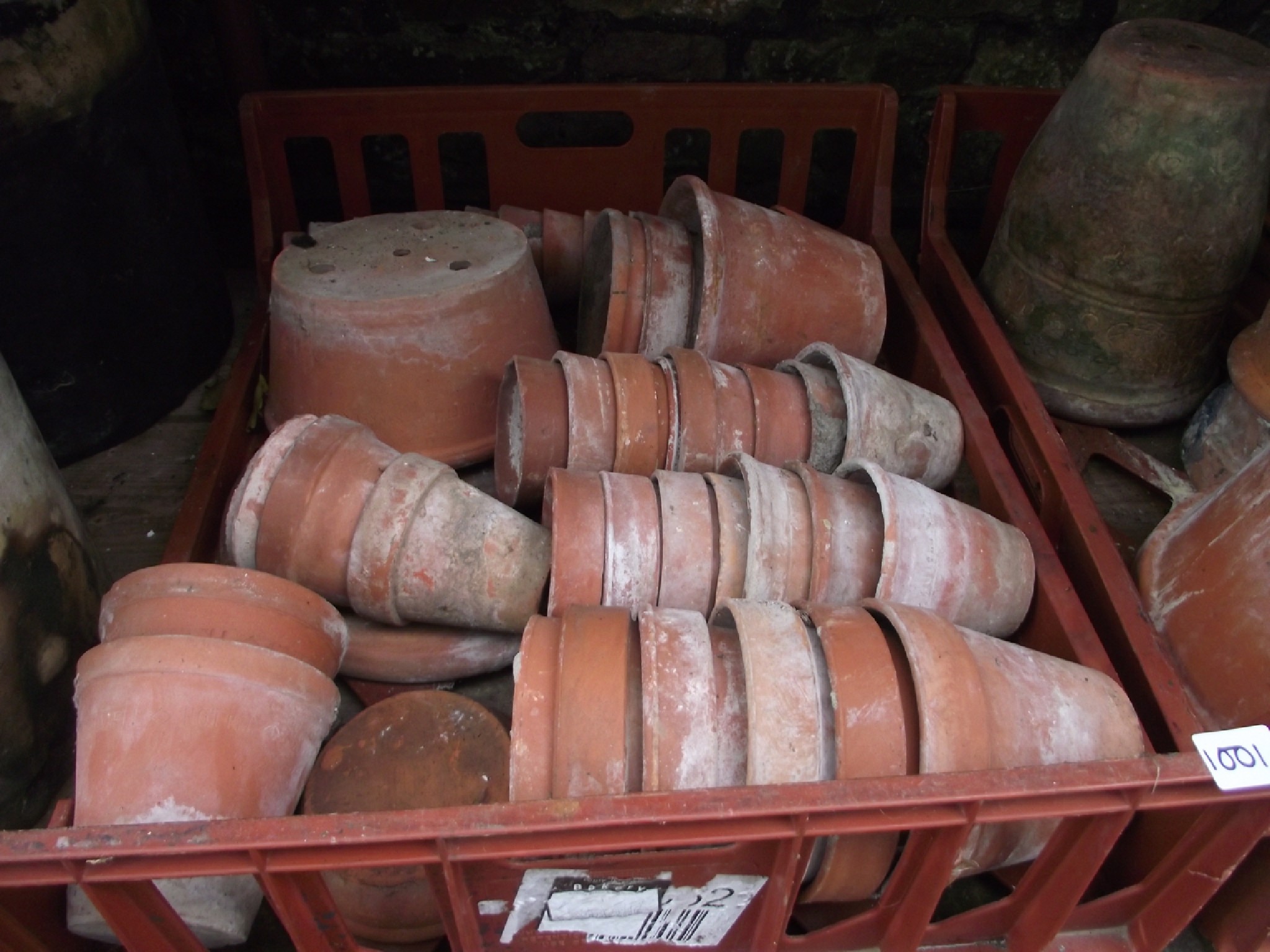 Appraisal: Three plastic bread crates containing a quantity of reclaimed terracotta