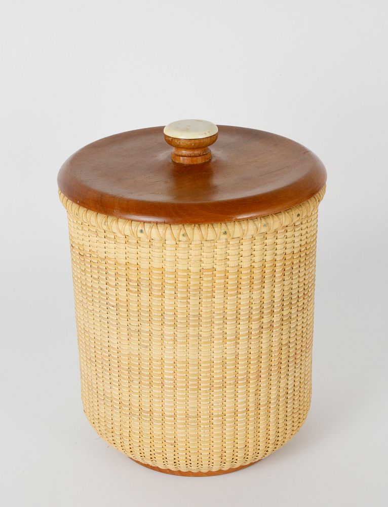 Appraisal: Cary Cox Nantucket Woven Ice Bucket with Lid Cary Cox