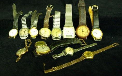 Appraisal: A gentleman's gold wrist watch a lady's gold watch another