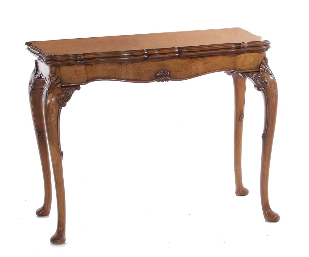 Appraisal: Chippendale style carved burl walnut card table early th century