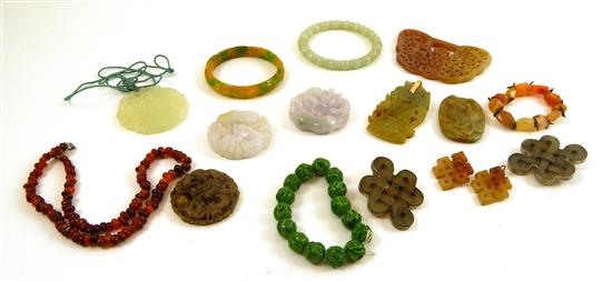 Appraisal: JEWELRY pieces of various carved jade jewelry four bracelets two