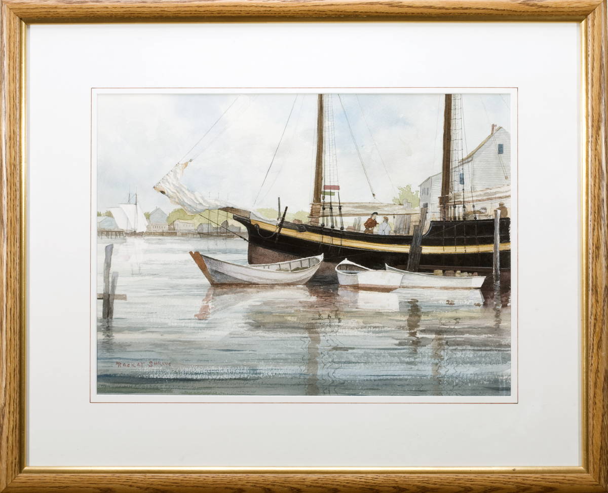 Appraisal: RACKET SHREVE AMERICAN TWENTIETH CENTURY PINKY GLOUCESTER HARBOR Watercolor on