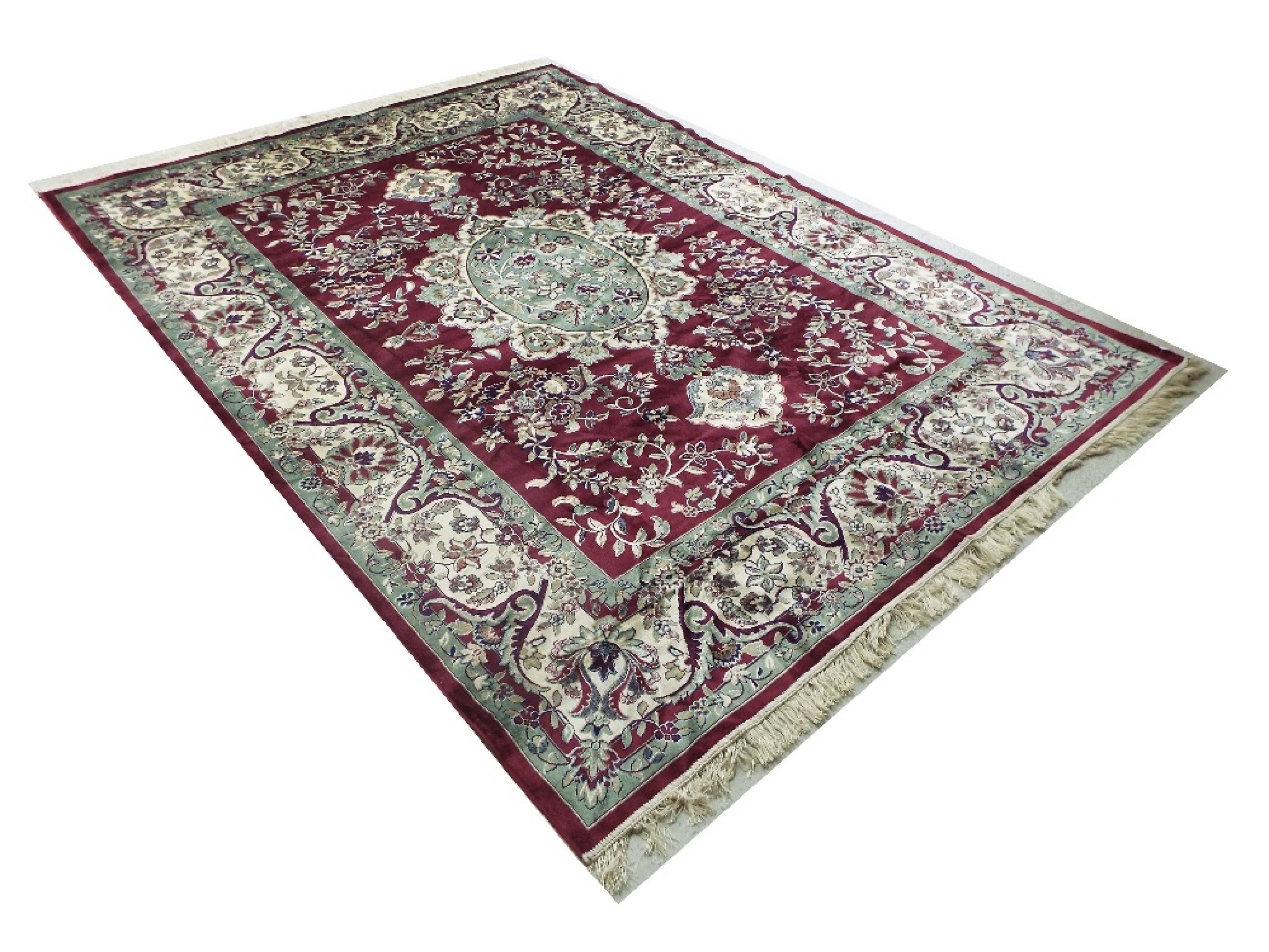 Appraisal: Keshan rug with red ground x