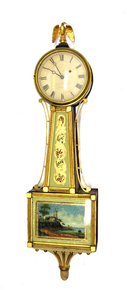 Appraisal: Mahogany and parcel gilt banjo clockhenry w loring boston ma